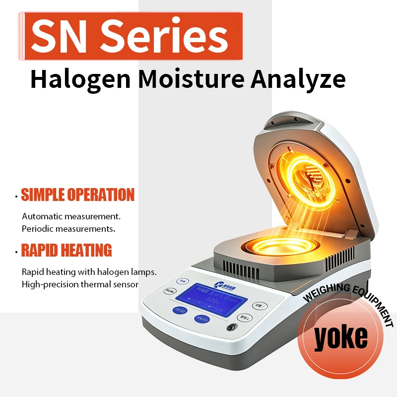 YOKON Halogen Moisture Analyzer, rapid moisture content tester, ideal for grain, corn, tea and other materials detection.
YOKON Halogen Moisture Analyzer, rapid moisture content tester, ideal for grain, corn, tea and other materials detection.