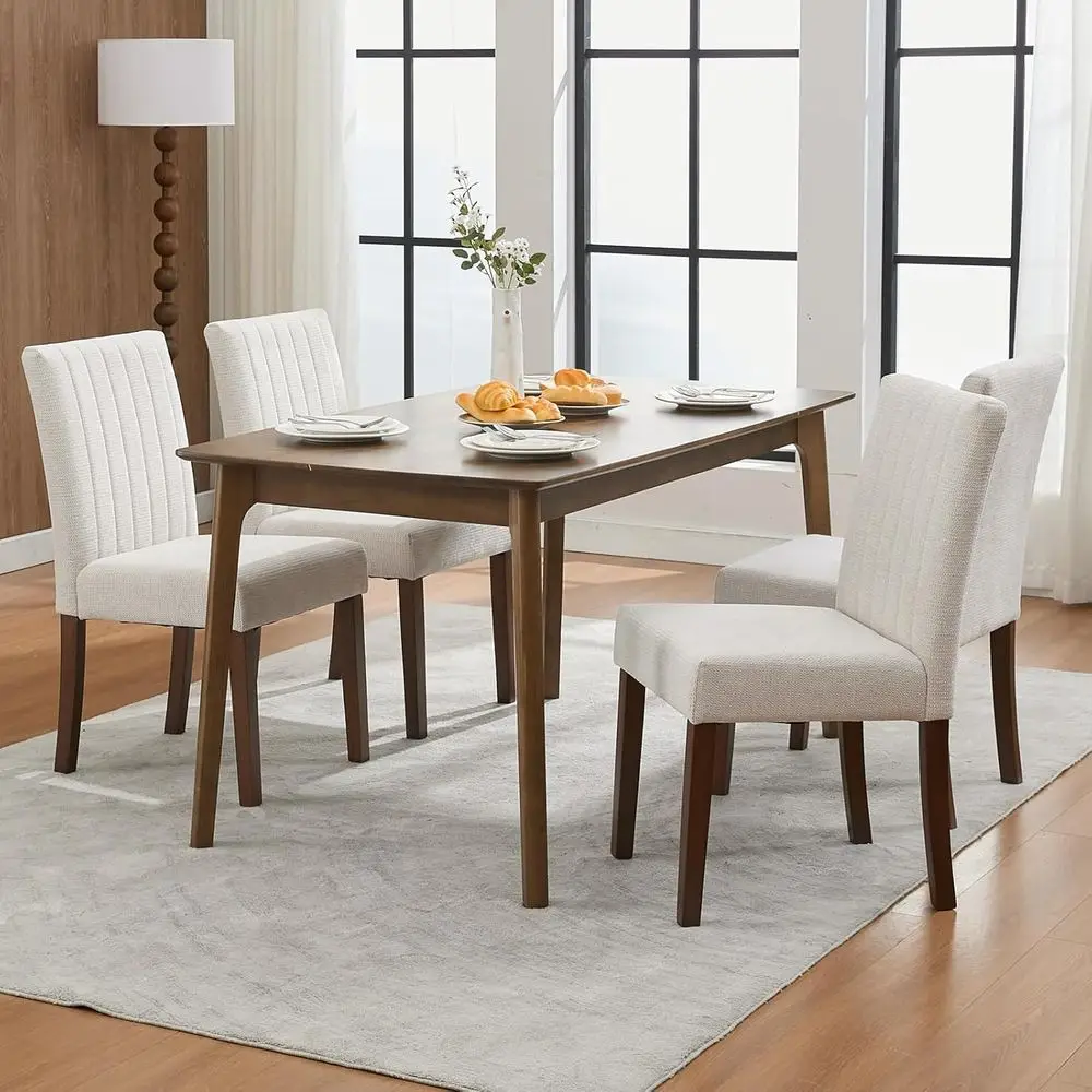 Set of 4 Upholstered Dining Chairs, Linen Fabric, Parsons Style, Comfortable for Kitchen or Dining Room, Gray-Veal Stripes
Set of 4 Upholstered Dining Chairs, Linen Fabric, Parsons Style, Comfortable for Kitchen or Dining Room, Gray-Veal Stripes