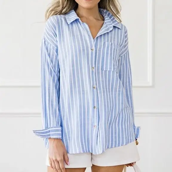 Women's Casual Striped irt Long Sve Cotton Linen Button up Collar Summer irt Commute Sle Thin Material Not Deformable
Women's Casual Striped irt Long Sve Cotton Linen Button up Collar Summer irt Commute Sle Thin Material Not Deformable