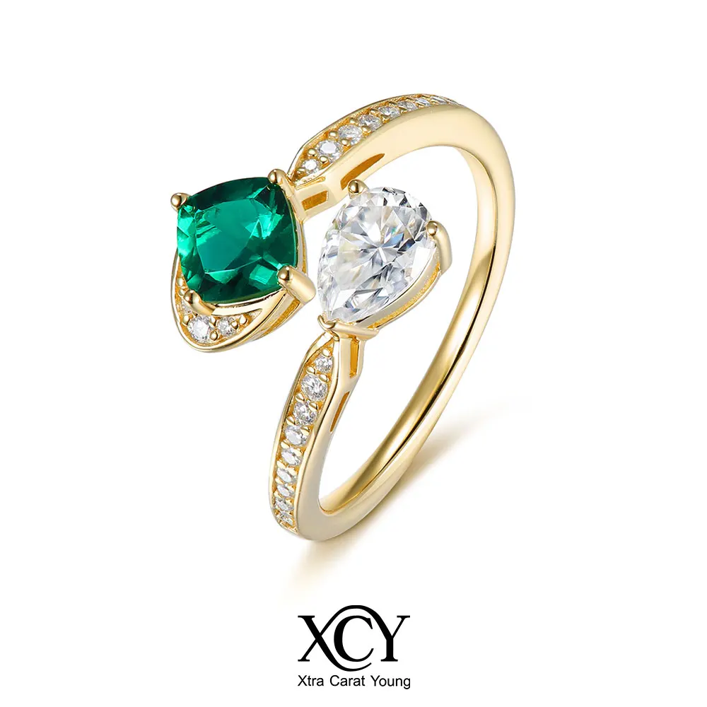 XCY Emerald & Moissanite Open Ring for Women 925 Silver 14K Gold Plated Wedding Promise Band Anniversary Luxury Jewelry Gift
XCY Emerald & Moissanite Open Ring for Women 925 Silver 14K Gold Plated Wedding Promise Band Anniversary Luxury Jewelry Gift