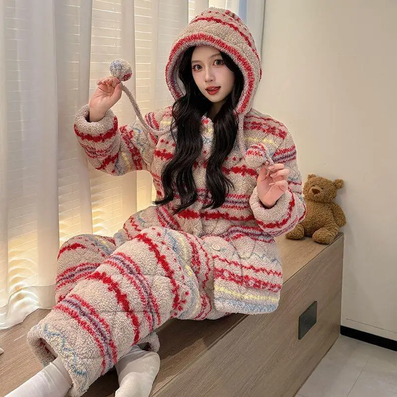 Pajamas Women Flannel Pajamas Set Plush Fleece Cotton Padded Warm Winter Sleepwear For Women Homewear Loungewear Snowflake
Pajamas Women Flannel Pajamas Set Plush Fleece Cotton Padded Warm Winter Sleepwear For Women Homewear Loungewear Snowflake