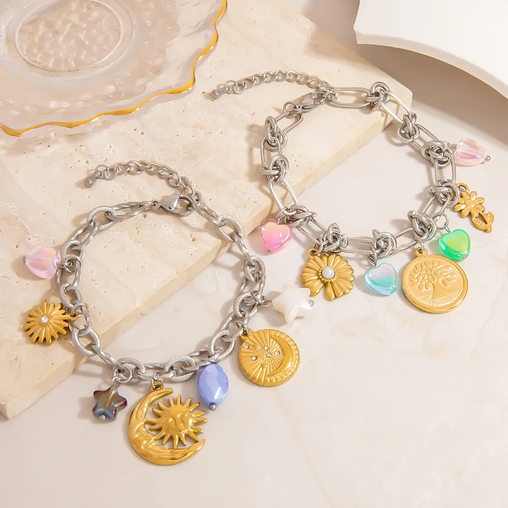 316L Stainless Steel Flower Star Sun Moon Heart for Women Lady New Classic Wrist Chain Jewelry Glamorous Gift
316L Stainless Steel Flower Star Sun Moon Heart for Women Lady New Classic Wrist Chain Jewelry Glamorous Gift