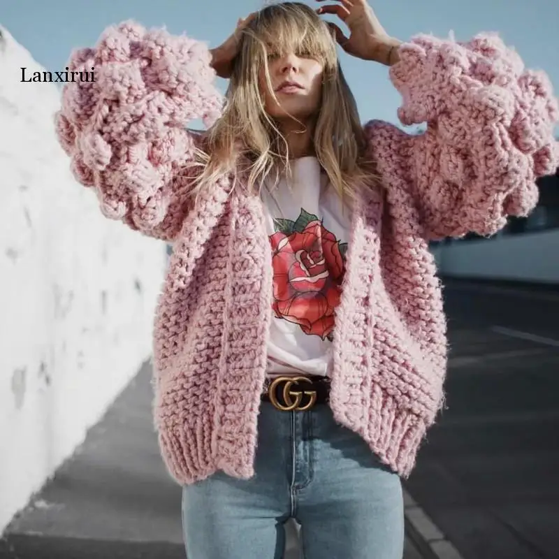 Autumn winter coarse wool hand-knit sweater women V-Neck lazy wind Rough wool Knitted Lantern Sleeved cardigan jacket Coat Tops
Autumn winter coarse wool hand-knit sweater women V-Neck lazy wind Rough wool Knitted Lantern Sleeved cardigan jacket Coat Tops