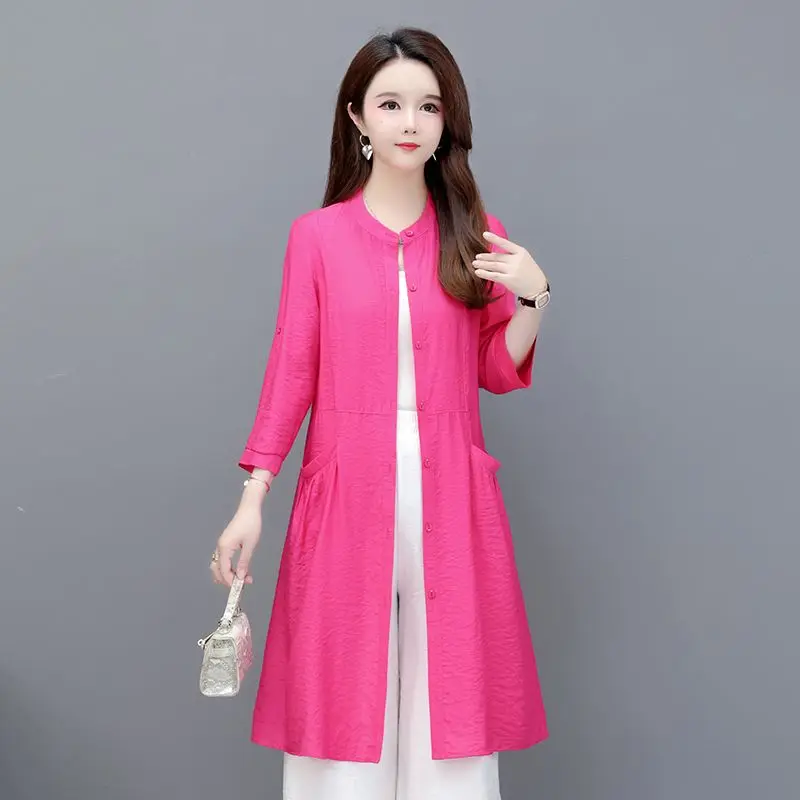2026 New Women Sunscreen Clothes Solid Single-breasted Mid Long Shirt Light Jacket Mujer Coat Female Casual Tops Mother Clothes
2026 New Women Sunscreen Clothes Solid Single-breasted Mid Long Shirt Light Jacket Mujer Coat Female Casual Tops Mother Clothes