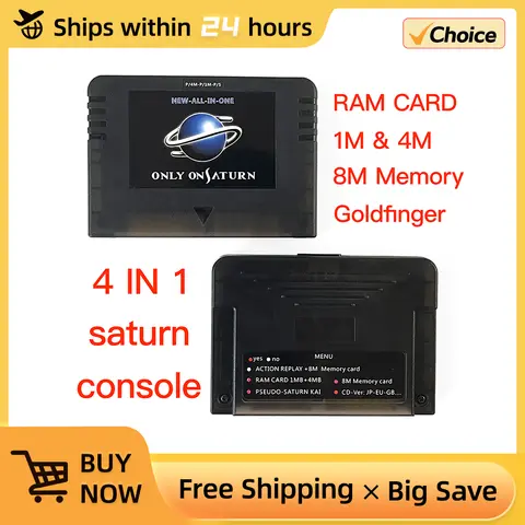 New 4 IN 1 For SEGA SATURN  Pseudo saturn KAI Games Video with Direct Reading 1MB/4M RAM Card 8MB Memory Retro SS HDloder
