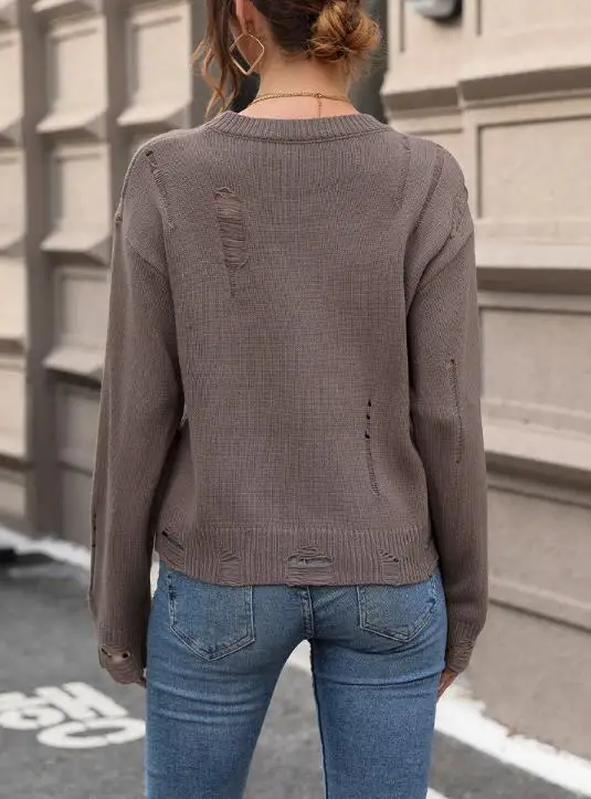 Autumn & Winter New Casual Retro Knitted Sweater 2026 New Fashion Pullover Top Long Sleeve Solid Distressed Sweater for Women
Autumn & Winter New Casual Retro Knitted Sweater 2026 New Fashion Pullover Top Long Sleeve Solid Distressed Sweater for Women