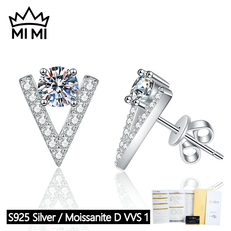 MI MI S925 Sterling Silver Geometric V-Shape Moissanite Stud Earrings - 50-Point D Color GRA Certified (Gift Box)
MI MI S925 Sterling Silver Geometric V-Shape Moissanite Stud Earrings - 50-Point D Color GRA Certified (Gift Box)