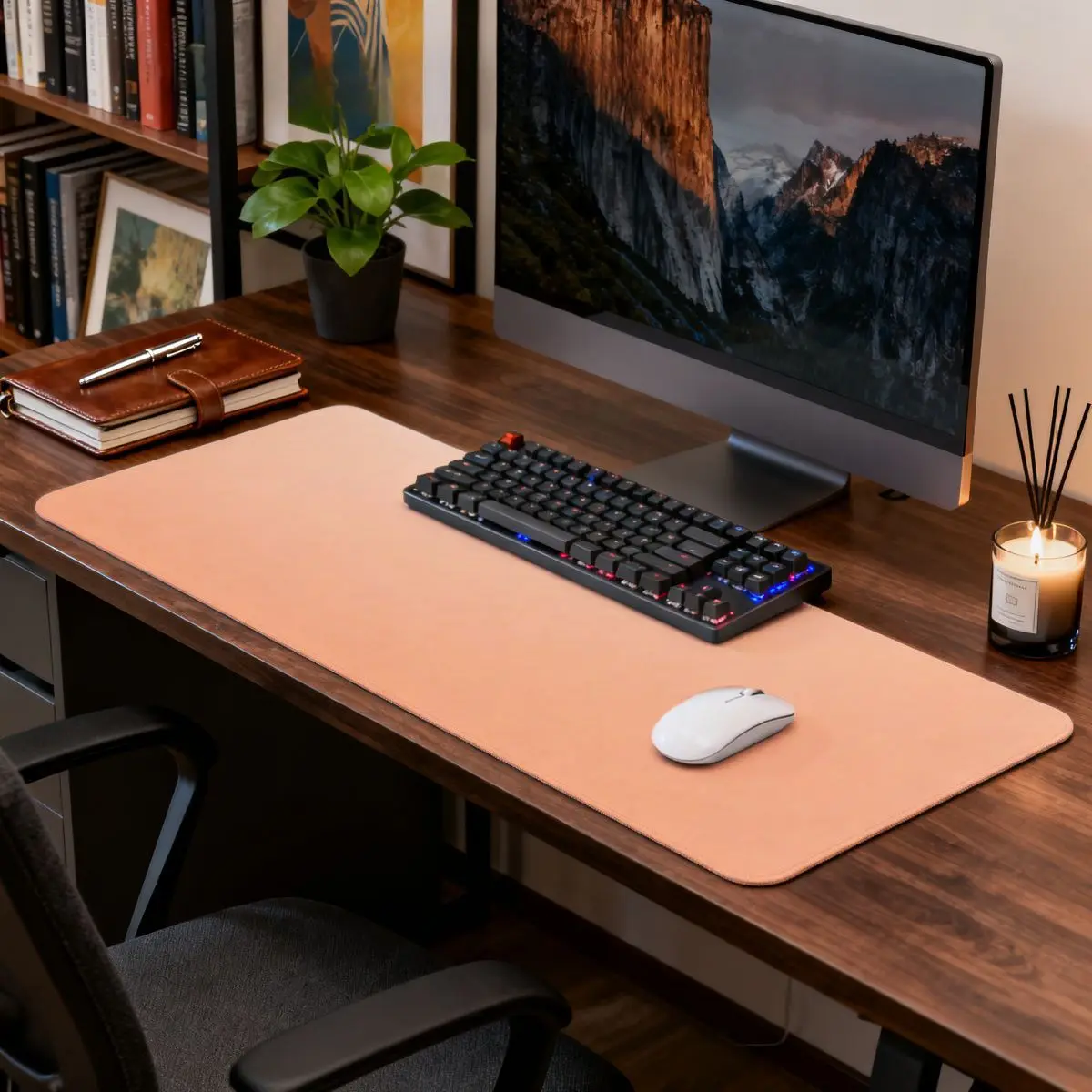 Peach Wood Style Mouse Pad, Black Keyboard Blue Backlight, Non-Slip, 2D Print
Peach Wood Style Mouse Pad, Black Keyboard Blue Backlight, Non-Slip, 2D Print