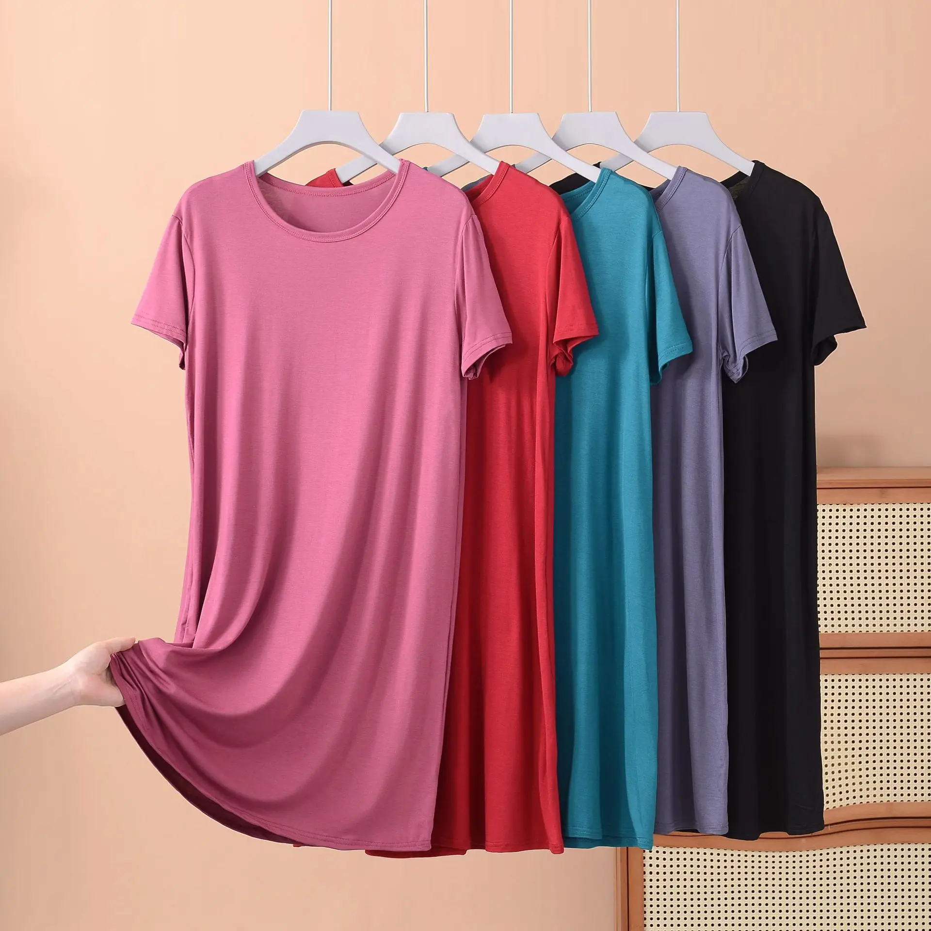 Plus size XL to 8XL Modal dress short sleeves summer women's cool dresses Solid color Bottomed sleepdress mid-length homewear
Plus size XL to 8XL Modal dress short sleeves summer women's cool dresses Solid color Bottomed sleepdress mid-length homewear