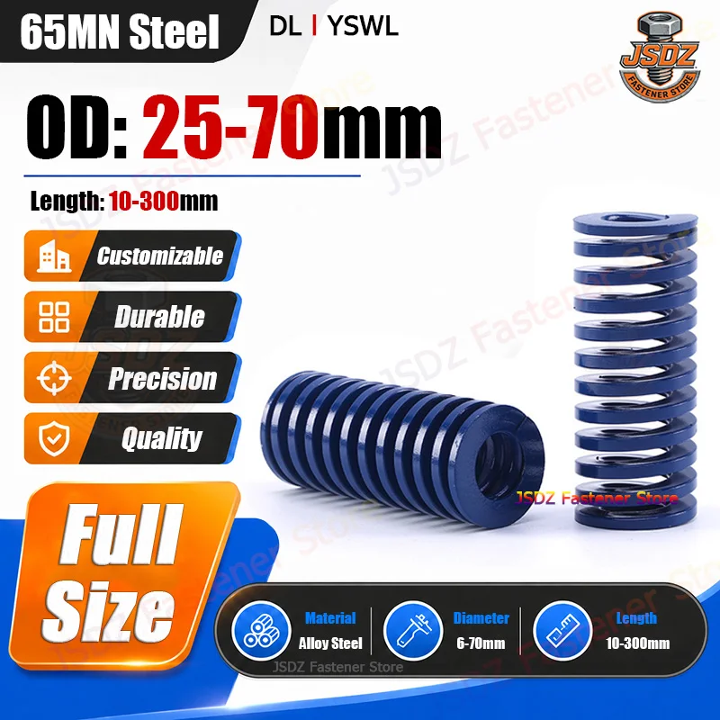 1pcs Blue Mold Spring OD 25/27/30/35/40/45/50/60/70mm Loading Die Compression Spring Length 10-300mm Flat Wire Sping DL/YSWL
1pcs Blue Mold Spring OD 25/27/30/35/40/45/50/60/70mm Loading Die Compression Spring Length 10-300mm Flat Wire Sping DL/YSWL
