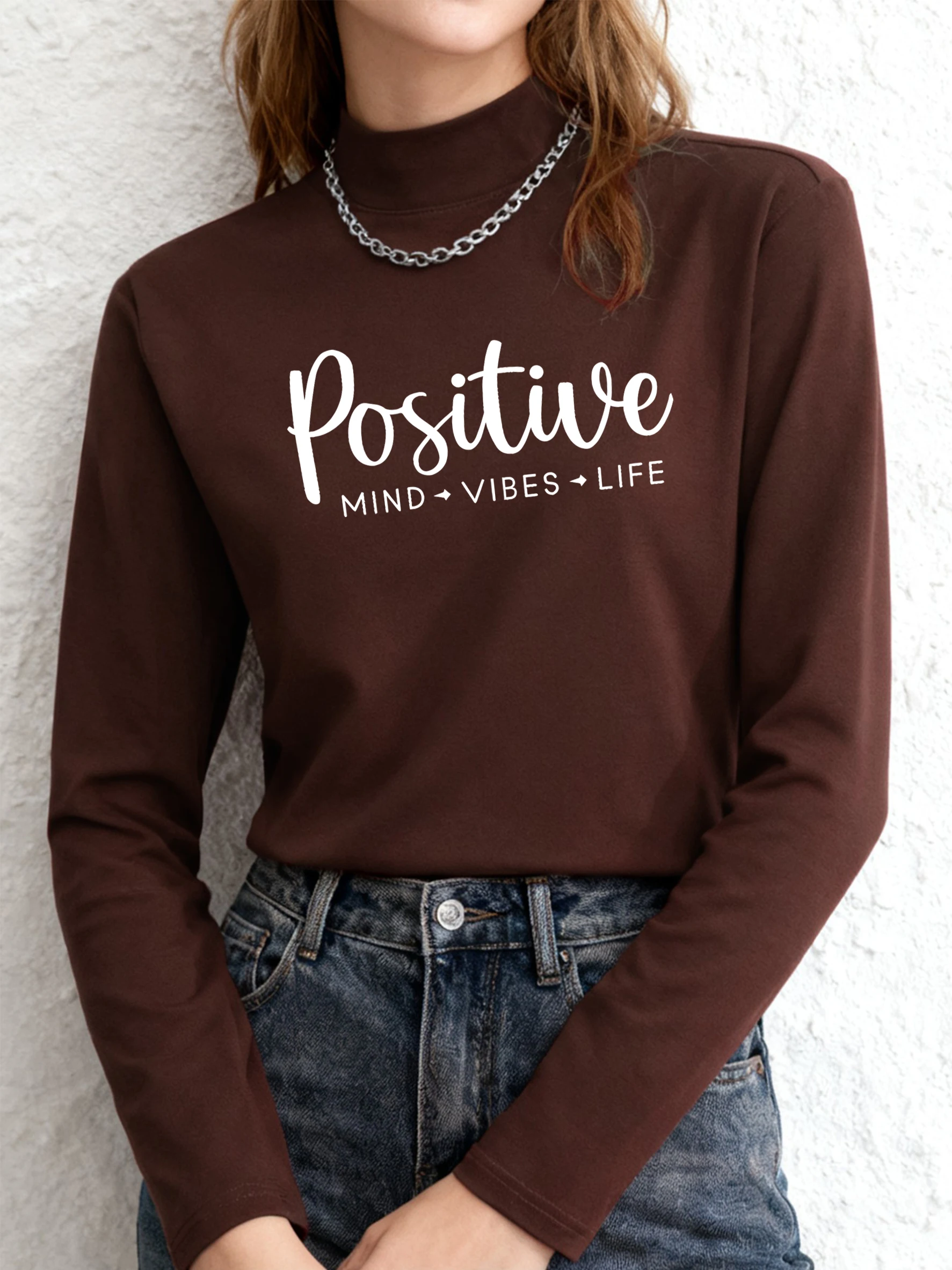 Positive Mind Vibes Life Print Базовая рубашка Женская осенняя футболка с полувысоким воротником Флисовая уличная одежда Y2K Теплая одежда в стиле хип-хоп
Positive Mind Vibes Life Print Базовая рубашка Женская осенняя футболка с полувысоким воротником Флисовая уличная одежда Y2K Теплая одежда в стиле хип-хоп