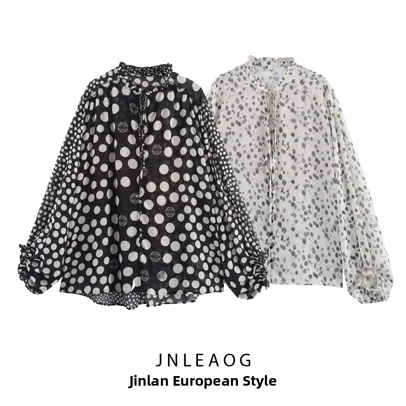 Модная женская блузка в горошек с рукавами-фонариками JNLEAOG, осенняя новинка, свободный крой, из полиэфирного волокна, с длинными рукавами
Модная женская блузка в горошек с рукавами-фонариками JNLEAOG, осенняя новинка, свободный крой, из полиэфирного волокна, с длинными рукавами
