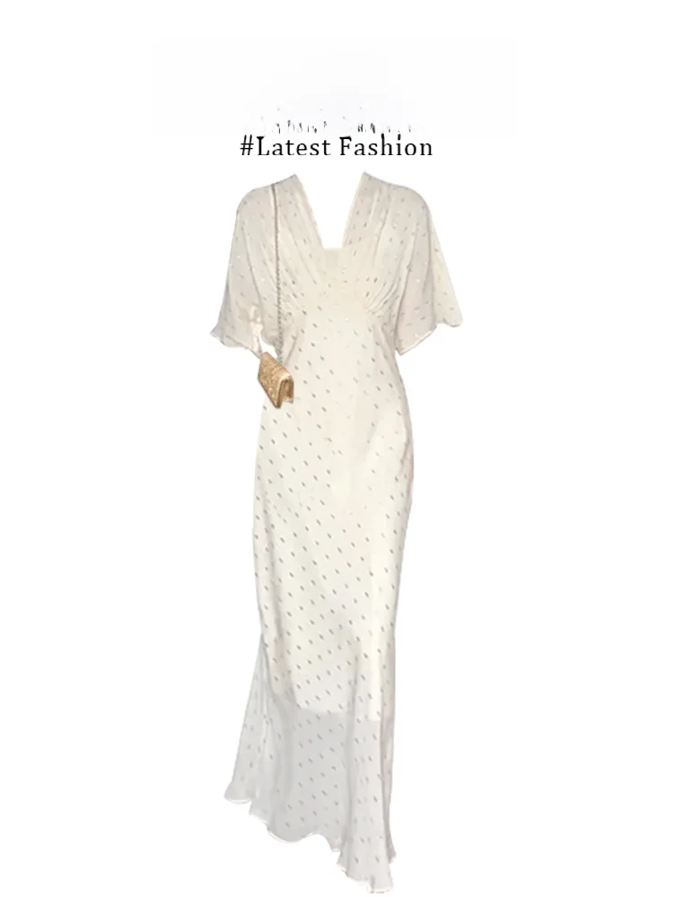 Elegant Polka Dot V-Neck Dress Women's Gentle Fashion Slimming Long Dress Parkyeon Luxury Commute Style High Waist Cotton Skirt
Elegant Polka Dot V-Neck Dress Women's Gentle Fashion Slimming Long Dress Parkyeon Luxury Commute Style High Waist Cotton Skirt