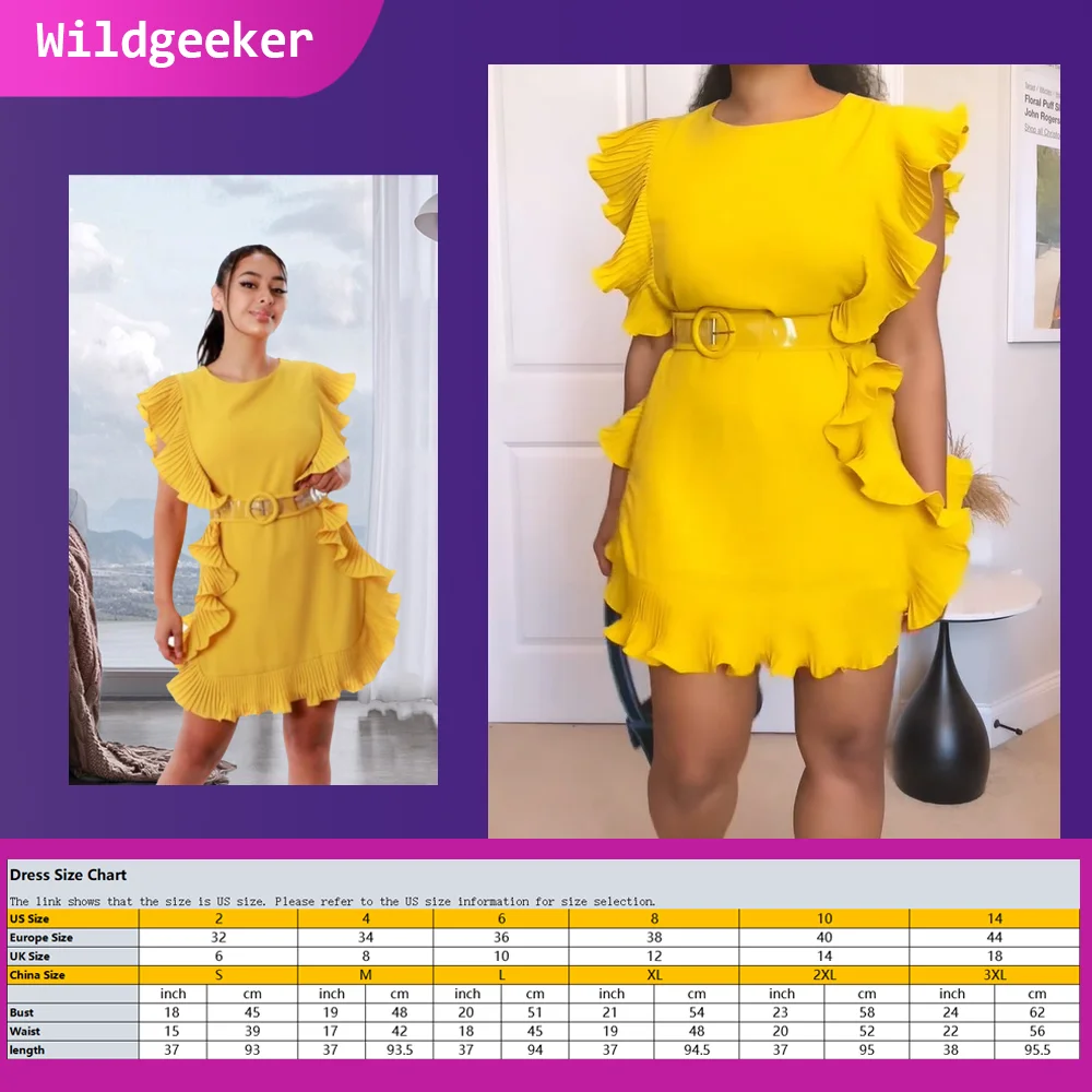 Women's Dress 2023 New Fashion Solid Color Ruffle Dress Short Sleeve Fashionable Round Neck Casual Style Dress With Belt
Women's Dress 2023 New Fashion Solid Color Ruffle Dress Short Sleeve Fashionable Round Neck Casual Style Dress With Belt