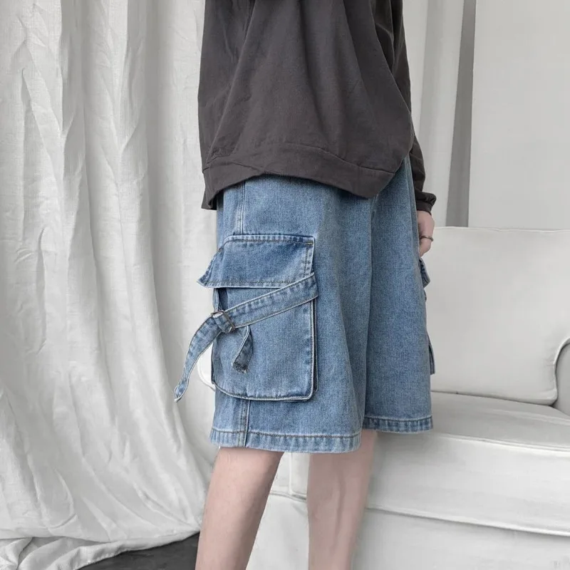 Men's Summer Light Wash Denim Cargo Shorts 2026 Casual Loose Fit Straight Wide Leg 5 Inch Streetwear for Students
Men's Summer Light Wash Denim Cargo Shorts 2026 Casual Loose Fit Straight Wide Leg 5 Inch Streetwear for Students