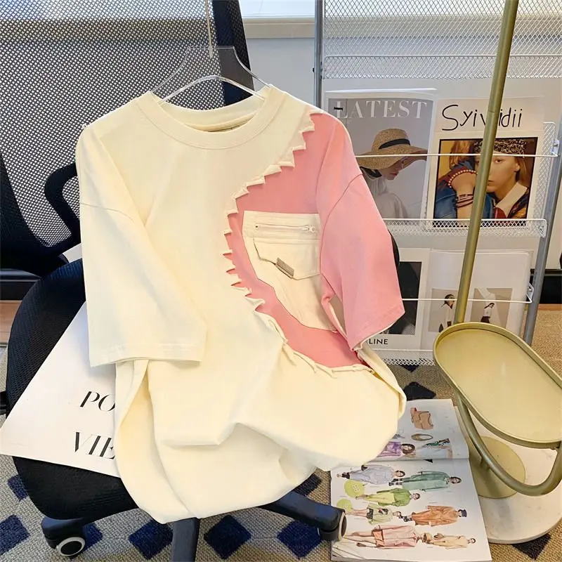 Oversized 2xl Pocket Apricot Pink Jagged Patchwork Short Sleeve Cool Men T Shirt 2024 New Funny Summer Korean Fashion Casual Top
Oversized 2xl Pocket Apricot Pink Jagged Patchwork Short Sleeve Cool Men T Shirt 2024 New Funny Summer Korean Fashion Casual Top
