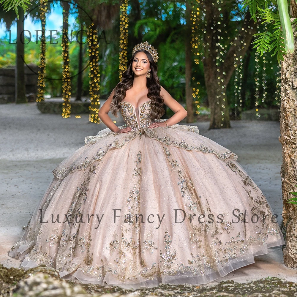 Princess Sparkly Applique Quinceanera Dresses Sequin Glitter Sweetheart Ball Gown 15 Birthday Party Customized vestidos de gala
Princess Sparkly Applique Quinceanera Dresses Sequin Glitter Sweetheart Ball Gown 15 Birthday Party Customized vestidos de gala