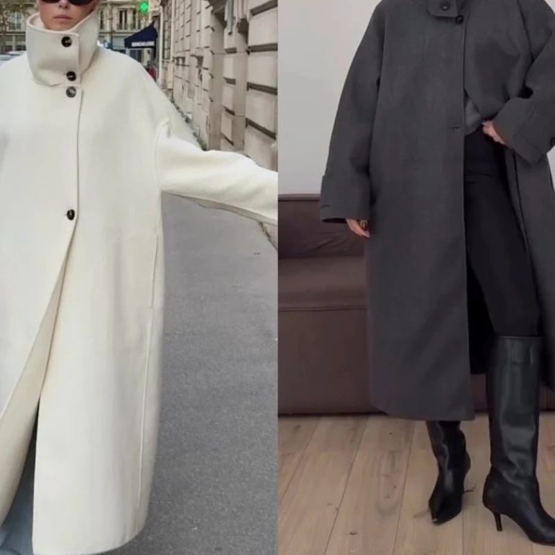 Women's Fashion Casual Stand-up Collar Plus Long Knee-length Loose Woolen Jacket
Women's Fashion Casual Stand-up Collar Plus Long Knee-length Loose Woolen Jacket