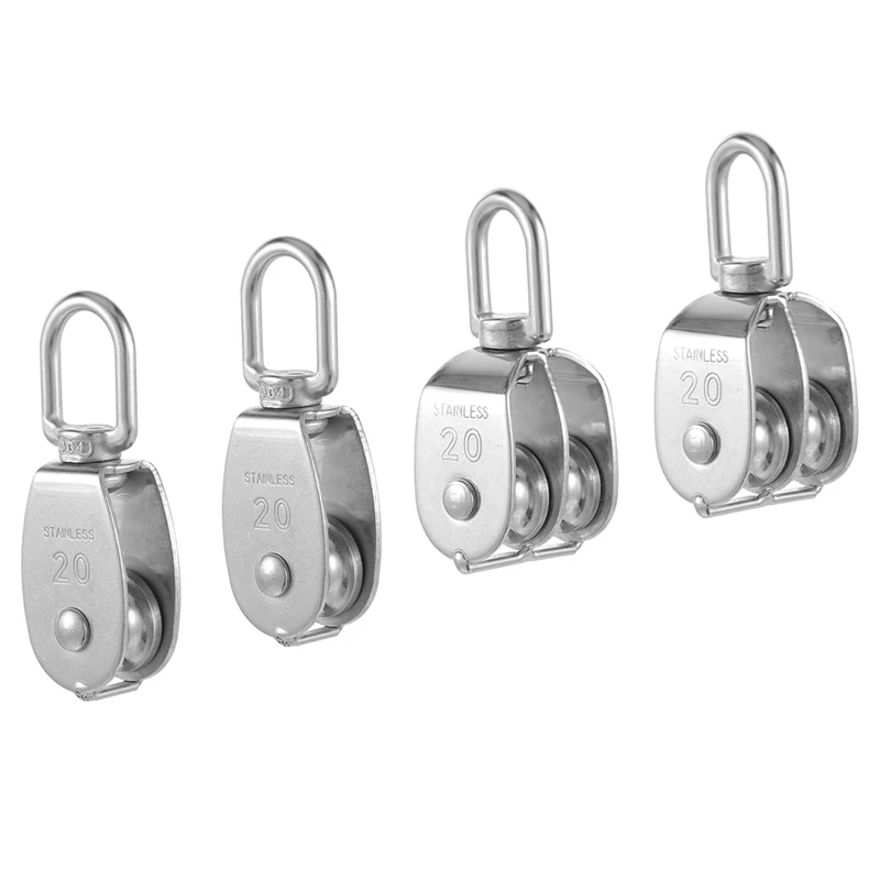 A26F-4 Pack M20 Lifting Single Pulley Block 304 Stainless Steel Crane Swivel Hook Double Pulley Roller Loading
A26F-4 Pack M20 Lifting Single Pulley Block 304 Stainless Steel Crane Swivel Hook Double Pulley Roller Loading