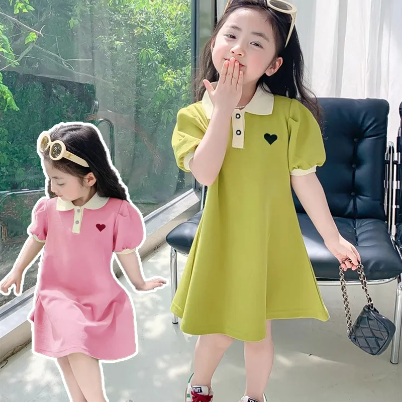 2025 New Children's Summer Dress Girl's Korean Edition love Bubble Sleeves Flip Collar Dress 1-10 Year Old Princess Dress
2025 New Children's Summer Dress Girl's Korean Edition love Bubble Sleeves Flip Collar Dress 1-10 Year Old Princess Dress