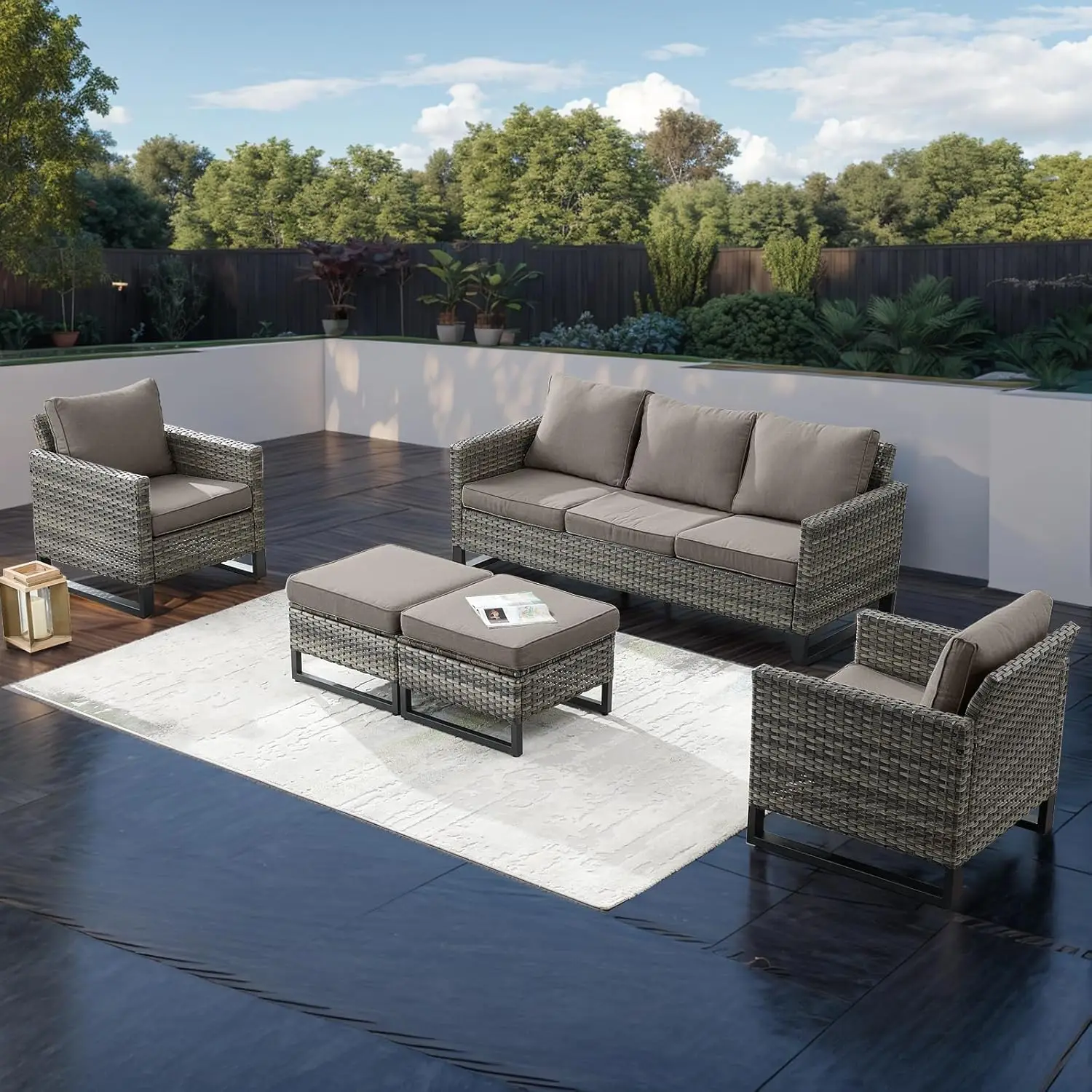 5-Piece Wicker Outdoor Patio Conversation Set Ottoman*2 Chairs*2 Sofa Mixed Grey Beige Custom
5-Piece Wicker Outdoor Patio Conversation Set Ottoman*2 Chairs*2 Sofa Mixed Grey Beige Custom