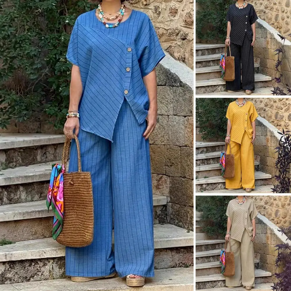 Lightweight Women Suit Women Outfit Women’s Striped Short Sleeve Lounge Set with Pockets Summer Crew Neck Top Long for Wear
Lightweight Women Suit Women Outfit Women’s Striped Short Sleeve Lounge Set with Pockets Summer Crew Neck Top Long for Wear