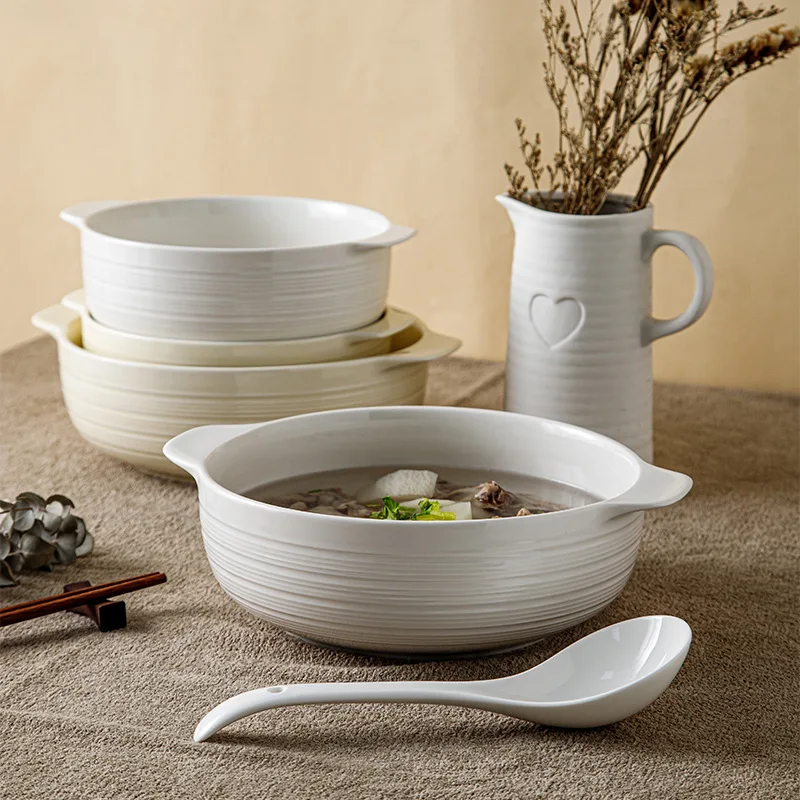1pcs Ceramic Binaural Soup Bowl Household Large-capacity Soup Basin Anti-scalding Ceramic Bowl Coconut Bowl Wood Bowl
1pcs Ceramic Binaural Soup Bowl Household Large-capacity Soup Basin Anti-scalding Ceramic Bowl Coconut Bowl Wood Bowl