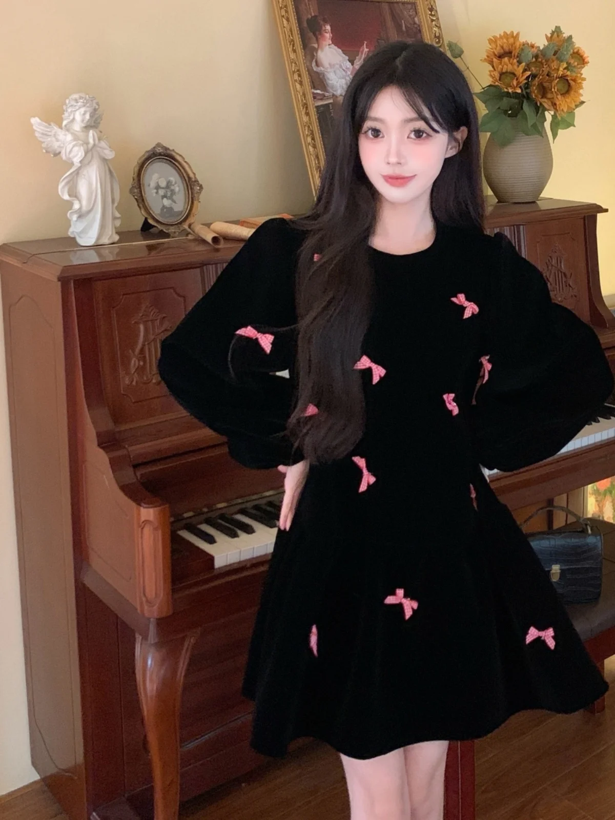 plus Size Velvet Hebe Sle Dr Autumn Season Knot Bla Dr Conceals Belly Slimming A-Line Skirt
plus Size Velvet Hebe Sle Dr Autumn Season Knot Bla Dr Conceals Belly Slimming A-Line Skirt