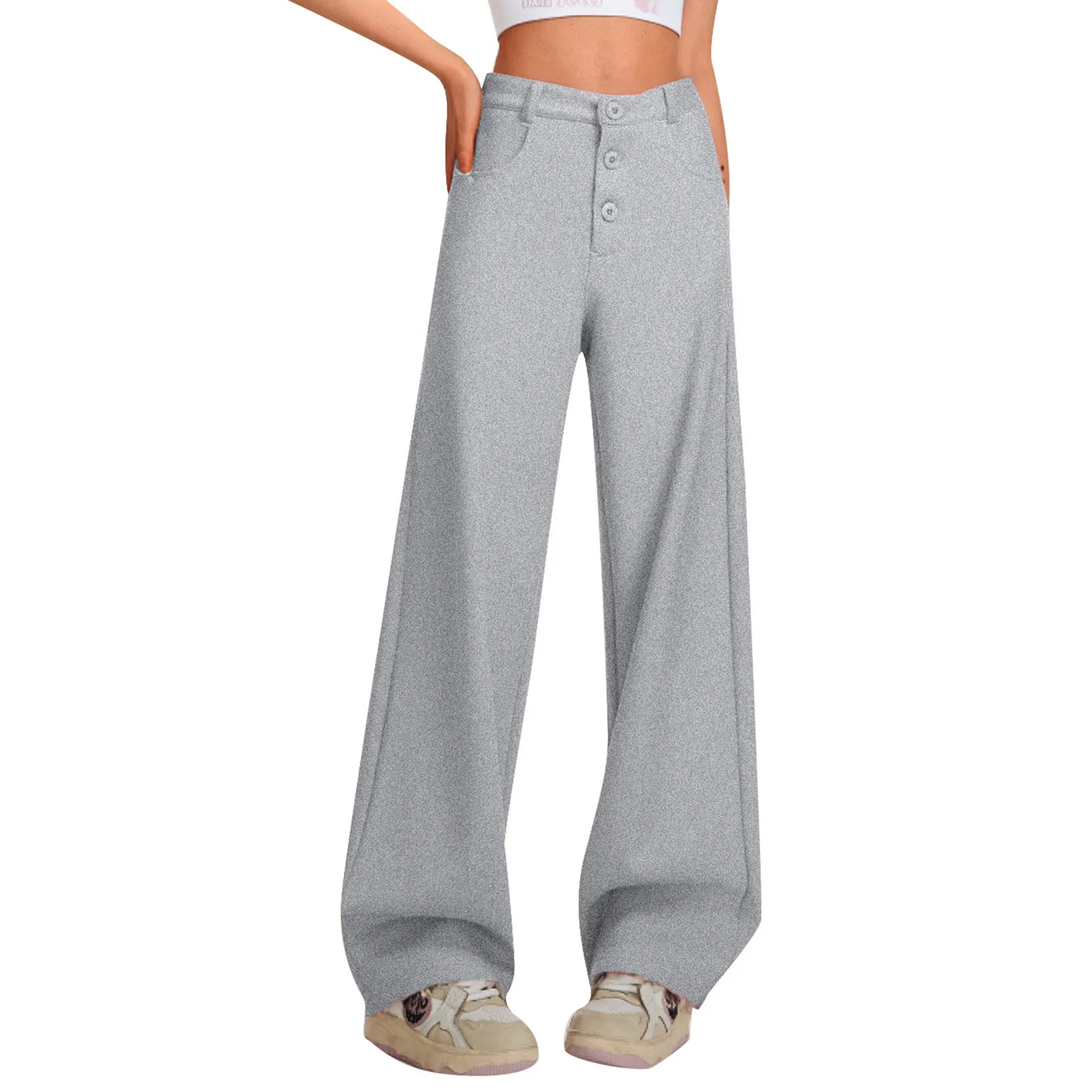 2025 Elegant High Waist Pants Women Business Casual Straight Leg Pants With Pockets Korean Basics Grey Long Trousers
2025 Elegant High Waist Pants Women Business Casual Straight Leg Pants With Pockets Korean Basics Grey Long Trousers
