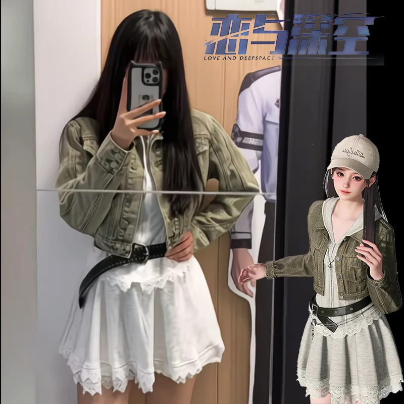 Game Love and Deepspace Hunter Girl Cosplay Adult Women Denim Jacket Uniform Costume Skirt Full Set Accessories Suit Outfits
Game Love and Deepspace Hunter Girl Cosplay Adult Women Denim Jacket Uniform Costume Skirt Full Set Accessories Suit Outfits