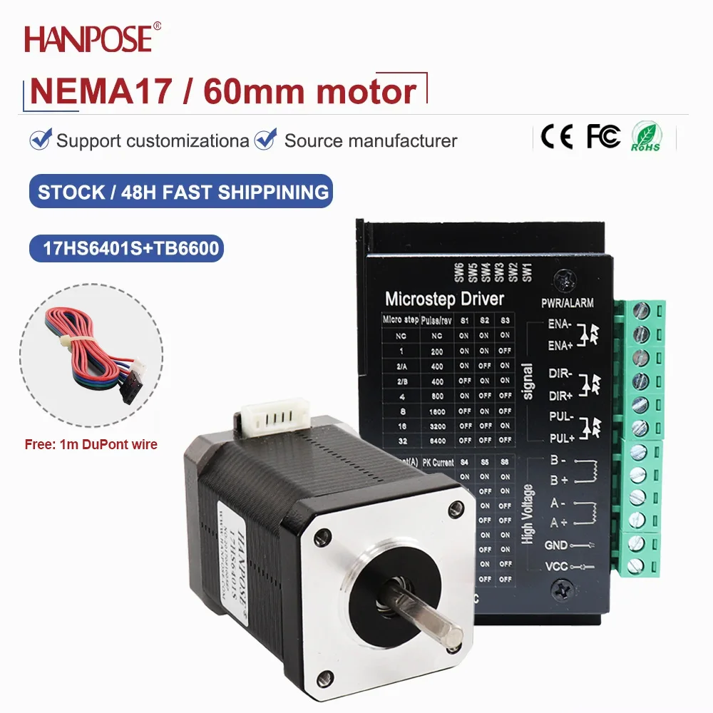 NEMA17 17HS6401S + TB6600 KIT шаговый двигатель 1,8 В 4,1 А двухфазный четырехпроводной аксессуар для 3D-печати производитель двигателей прямые продажи
NEMA17 17HS6401S + TB6600 KIT шаговый двигатель 1,8 В 4,1 А двухфазный четырехпроводной аксессуар для 3D-печати производитель двигателей прямые продажи