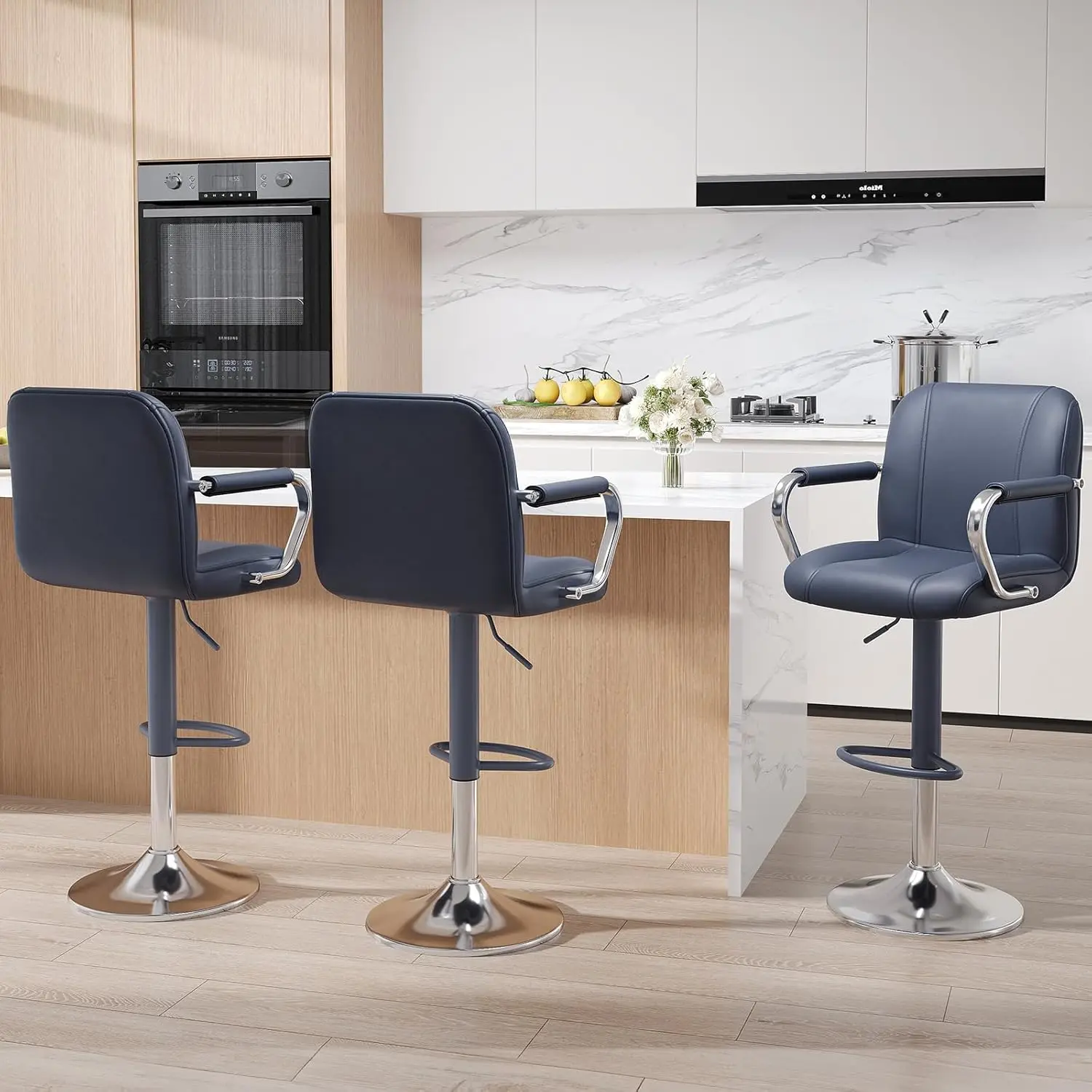 Set of 3 Blue Counter Height Stools with Backs – Adjustable Swivel Kitchen Island Seating, Modern Upholstered Chairs for Hom
Set of 3 Blue Counter Height Stools with Backs – Adjustable Swivel Kitchen Island Seating, Modern Upholstered Chairs for Hom