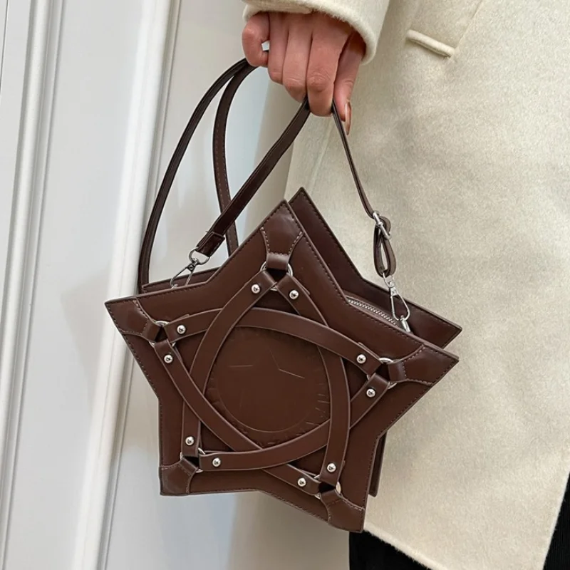 Star-shaped Leather Handbag Unique Star Pattern Designer Shoulder Bag Fashion Punk Style Rivet Decor Women Crossbody Mobile Bag
Star-shaped Leather Handbag Unique Star Pattern Designer Shoulder Bag Fashion Punk Style Rivet Decor Women Crossbody Mobile Bag