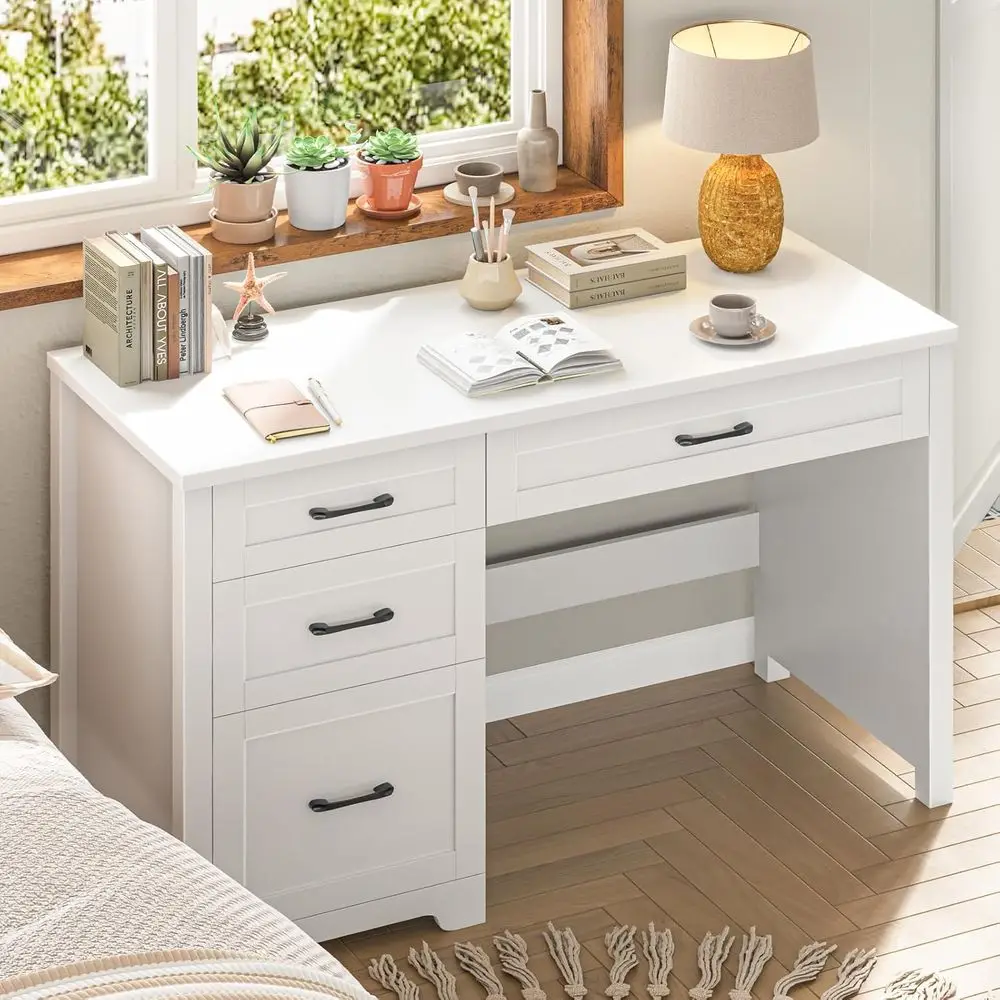 47 Executive Wood Desk with 3 Drawers, Cream White - Ideal for Home Office, Study, Writing
47 Executive Wood Desk with 3 Drawers, Cream White - Ideal for Home Office, Study, Writing