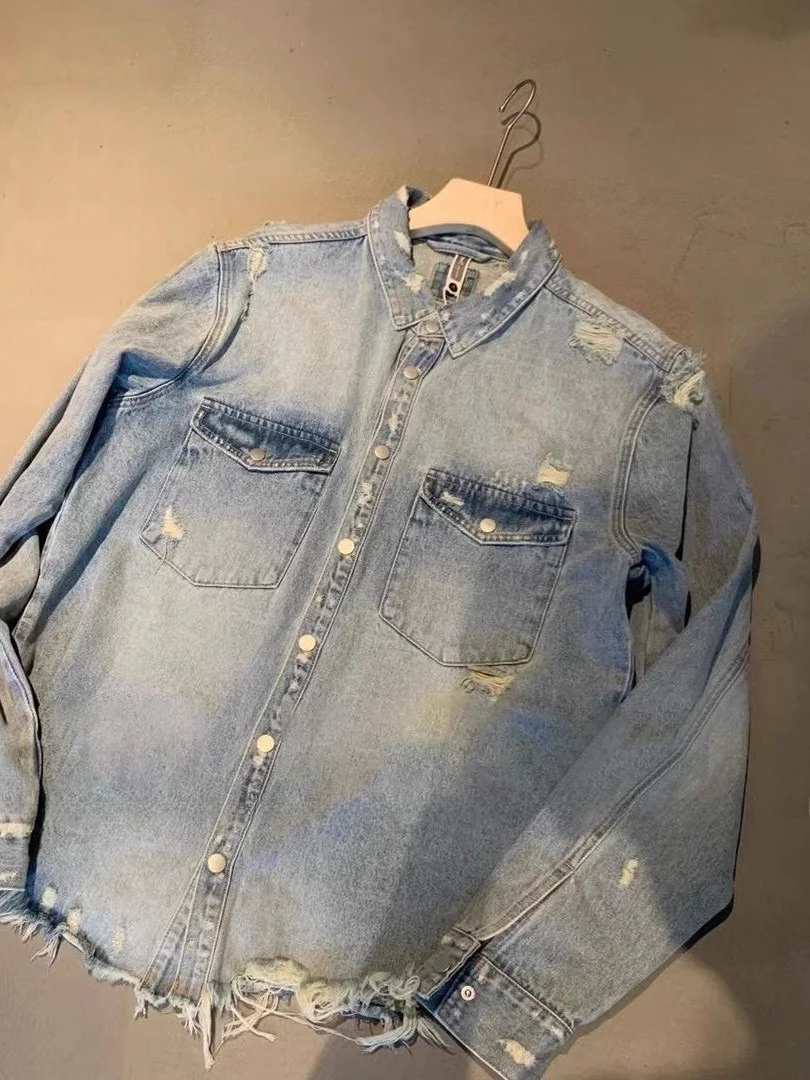 Large Size Spring Autumn Frayed Denim Jacket American Retro Men's Women's Fashion Design Outerwear Casual Loose Fit Long Sleeve
Large Size Spring Autumn Frayed Denim Jacket American Retro Men's Women's Fashion Design Outerwear Casual Loose Fit Long Sleeve