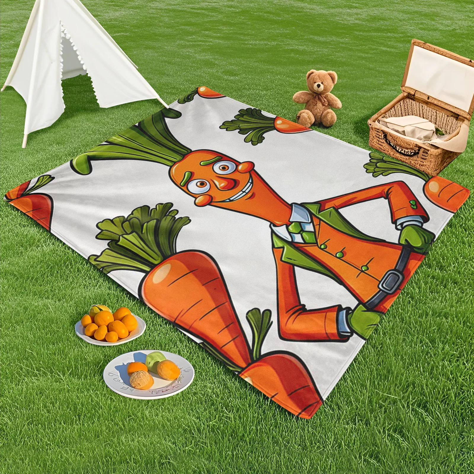 Outdoor Blanket Featuring Personified Vegetables Red Carrots And Clothing Patterns For Camping And Outdoor Relaxation In Nature
Outdoor Blanket Featuring Personified Vegetables Red Carrots And Clothing Patterns For Camping And Outdoor Relaxation In Nature
