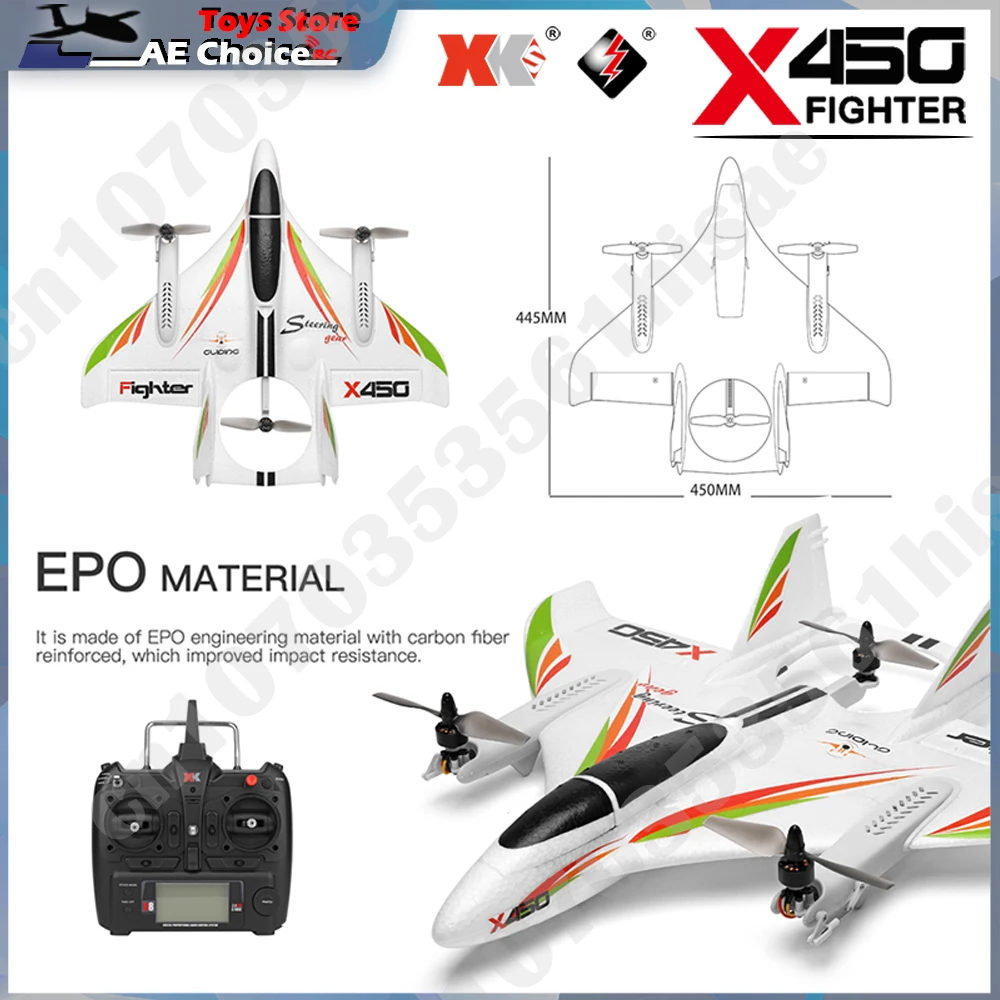 Wltoys X450 RC Quadcopter 2.4G Remote Contorl 3D 6G 6CH Fixed Wing LED Vertical Takeoff RC Airplane RTF Toy Gift for Boy
Wltoys X450 RC Quadcopter 2.4G Remote Contorl 3D 6G 6CH Fixed Wing LED Vertical Takeoff RC Airplane RTF Toy Gift for Boy