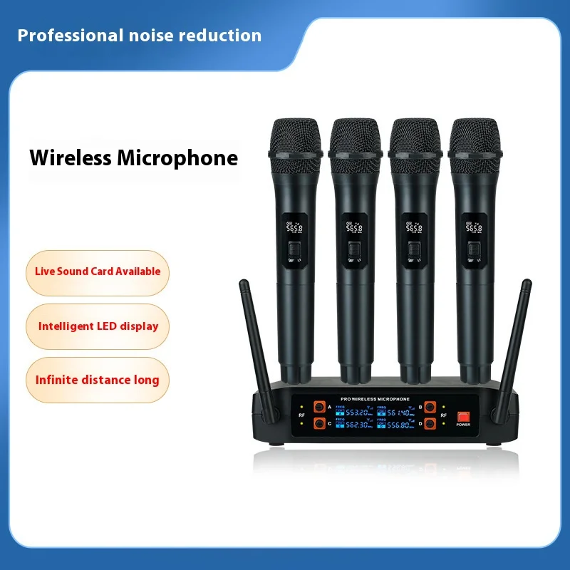 AOFO V-Band 4-Channel Wireless Microphone System, Clear Sound, Long Range for Karaoke & Live Events
AOFO V-Band 4-Channel Wireless Microphone System, Clear Sound, Long Range for Karaoke & Live Events