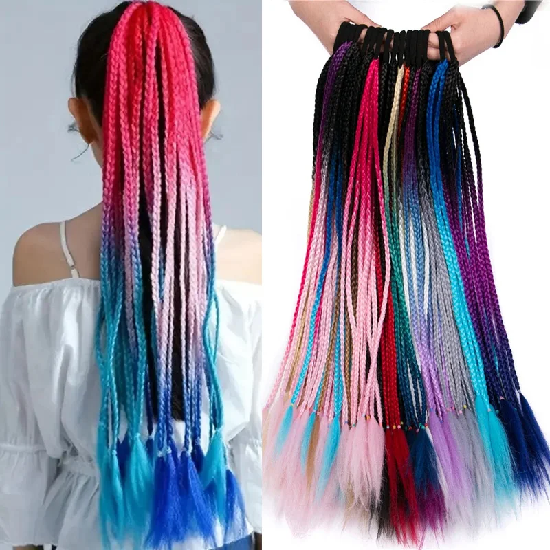 24Inch Synthetic Rainbow Braided Hairpieces Elastic Rubber Band Long Box Braid Ponytail Hair Extension for Women
24Inch Synthetic Rainbow Braided Hairpieces Elastic Rubber Band Long Box Braid Ponytail Hair Extension for Women