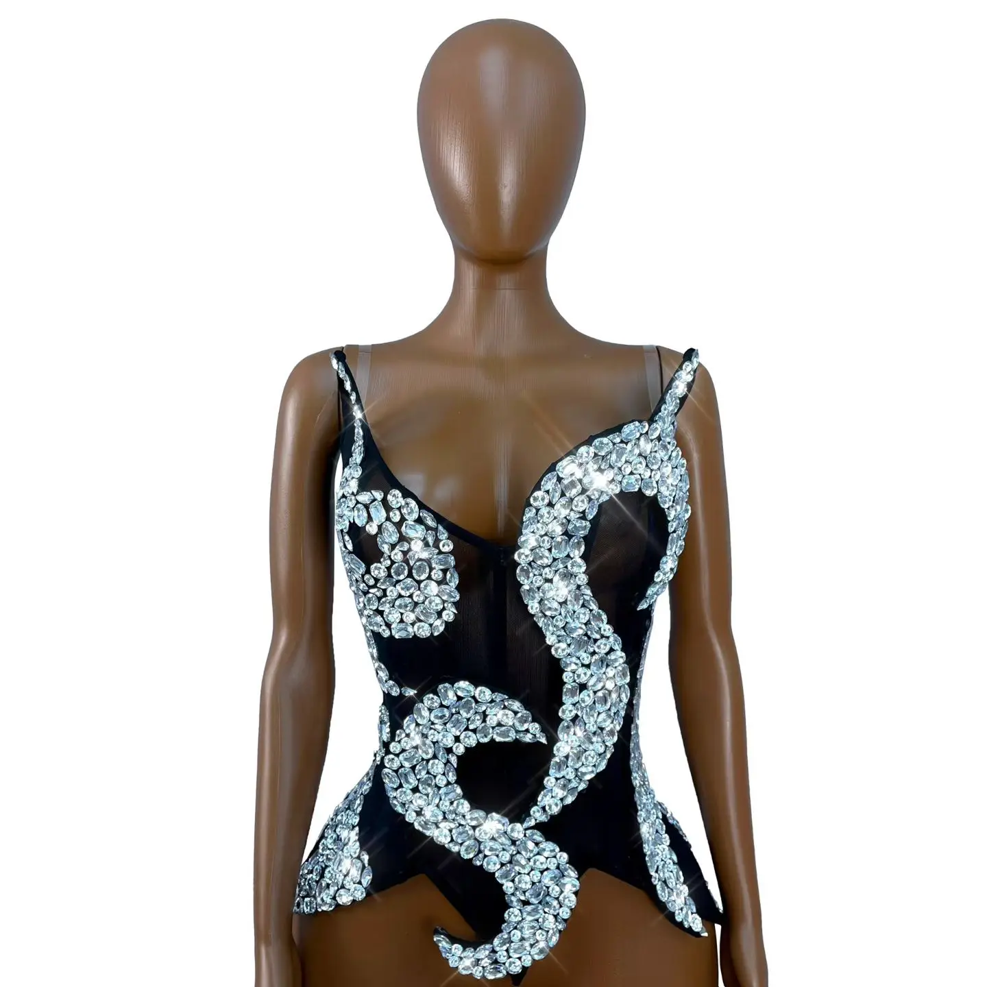 Shenhua Sparkly Black Sheer Mesh Silver Rhinestone Snake Corset Top Sleeveless Party Club Stage Outfit for Women
Shenhua Sparkly Black Sheer Mesh Silver Rhinestone Snake Corset Top Sleeveless Party Club Stage Outfit for Women