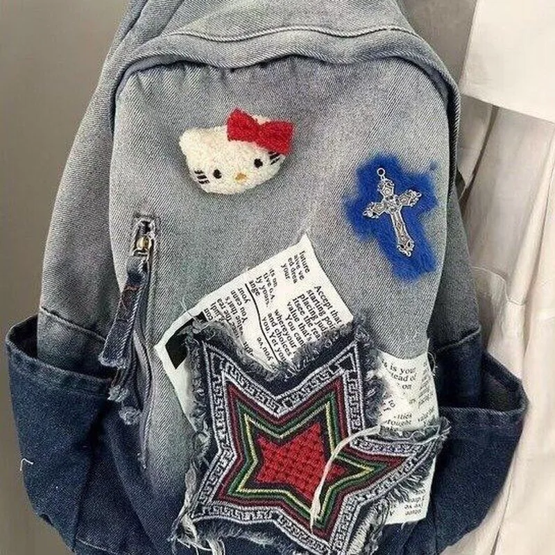 Рюкзак большой емкости Hello Kitty, милый и милый ковбойский модный многофункциональный рюкзак с цветными блоками для студентов
Рюкзак большой емкости Hello Kitty, милый и милый ковбойский модный многофункциональный рюкзак с цветными блоками для студентов