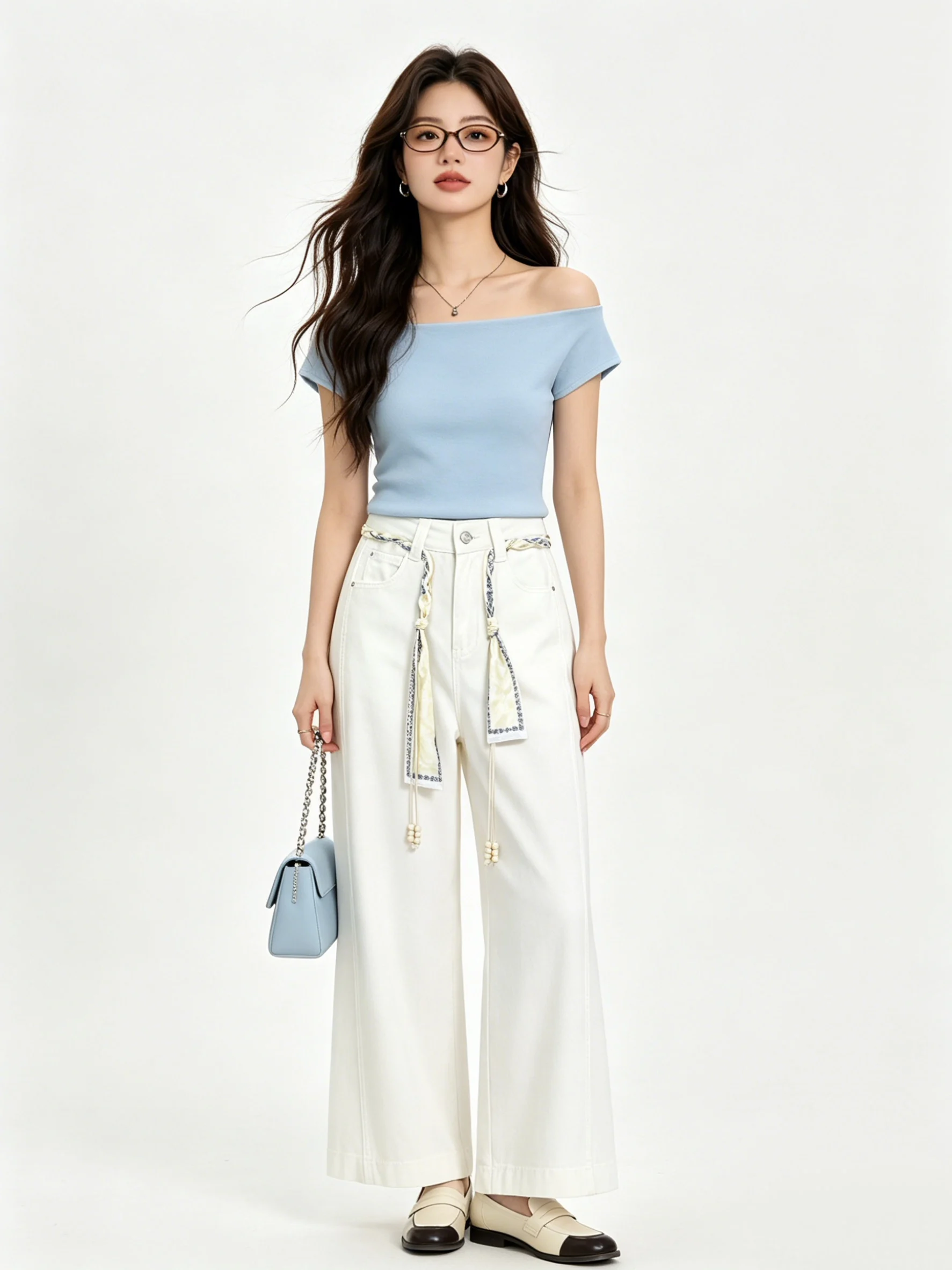 High Waist Wide Leg Denim Jeans Belted Straight Cut Slimming Long Pants Spring Summer Korean Style Lazy Fashion White Jeans
High Waist Wide Leg Denim Jeans Belted Straight Cut Slimming Long Pants Spring Summer Korean Style Lazy Fashion White Jeans