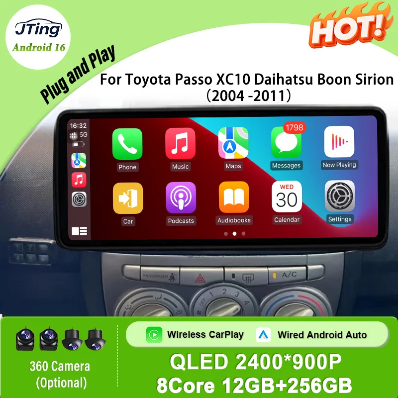 12.3-дюймовый автомобильный GPS-навигатор для Toyota Passo XC10, Daihatsu Boon, Sirion 2004-2011 с CarPlay, Android Auto, 4G, WiFi, Android 16, QLED IPS-экраном
12.3-дюймовый автомобильный GPS-навигатор для Toyota Passo XC10, Daihatsu Boon, Sirion 2004-2011 с CarPlay, Android Auto, 4G, WiFi, Android 16, QLED IPS-экраном
