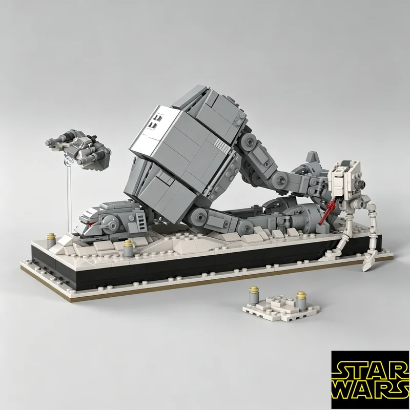 1194pcs MOC Micro Diorama A Fallen AT-AT Spaceship Space War Architecture Puzzle Splicing Blocks Assembly Mode Aviation Gift
1194pcs MOC Micro Diorama A Fallen AT-AT Spaceship Space War Architecture Puzzle Splicing Blocks Assembly Mode Aviation Gift