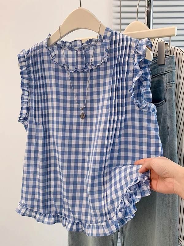 Korean Style Loose Women's Shirt without Sleeves Summer New Checkered Vest Top Beautiful Outerwear Breathable Comfortable
Korean Style Loose Women's Shirt without Sleeves Summer New Checkered Vest Top Beautiful Outerwear Breathable Comfortable