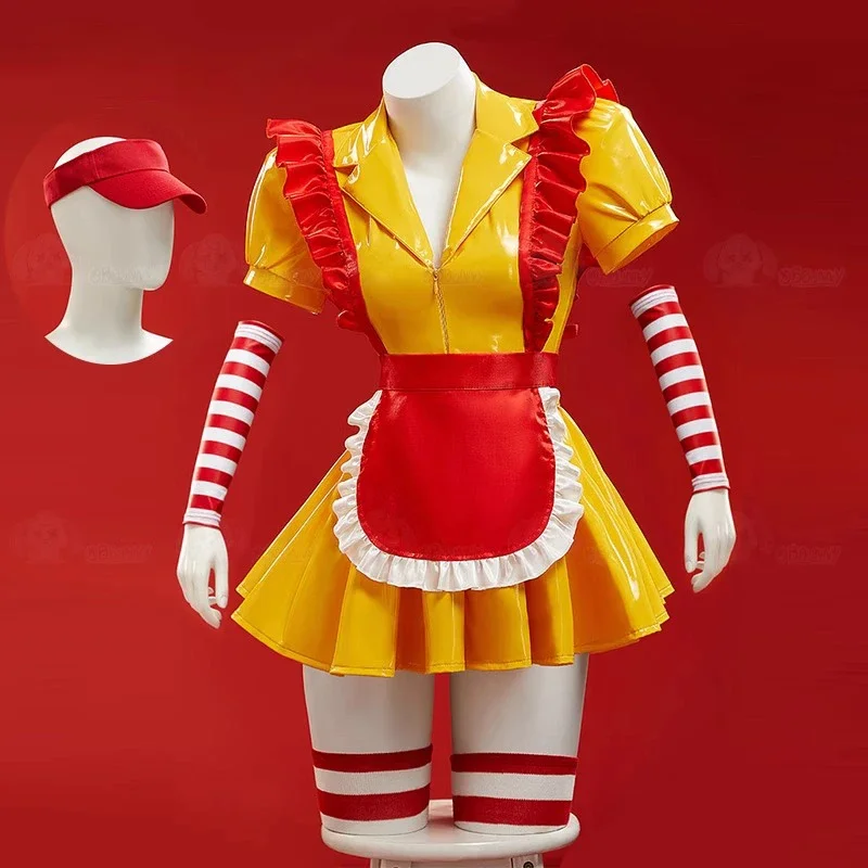 Sexy Leather Short Sleeve Maid Dress Socks Hat Apron Outfit Halloween Carnival Party Clothes 2 Broke Girls Cosplay Costume Women
Sexy Leather Short Sleeve Maid Dress Socks Hat Apron Outfit Halloween Carnival Party Clothes 2 Broke Girls Cosplay Costume Women