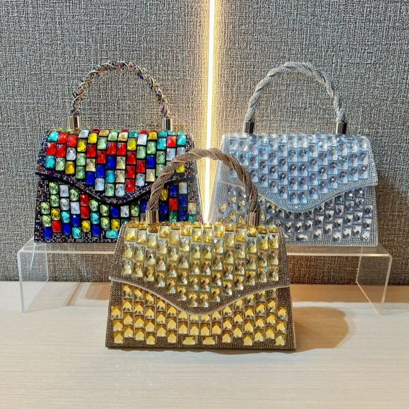 Fashion Multi-Color Rhinestone Flap Evening Bag Luxury Design Diamond Party Clutch Bag Purse Ortable Handbags for Women
Fashion Multi-Color Rhinestone Flap Evening Bag Luxury Design Diamond Party Clutch Bag Purse Ortable Handbags for Women