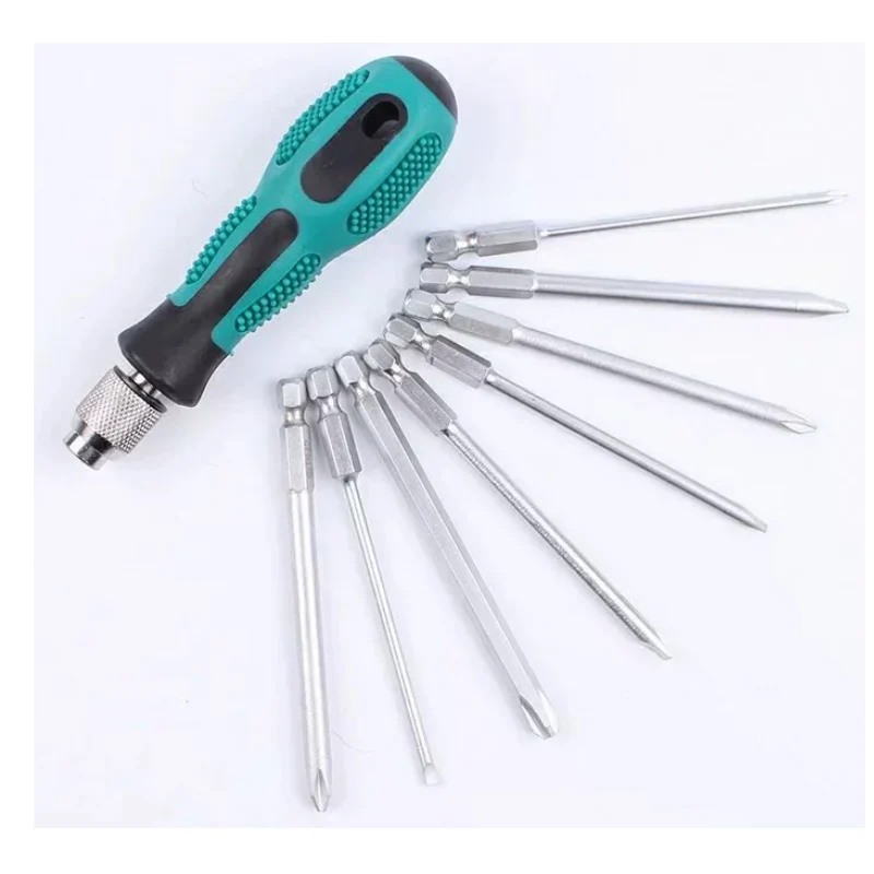Multi functional screwdriver combination set, flat head cross straight screwdriver, batch head, high hardness maintenance tool