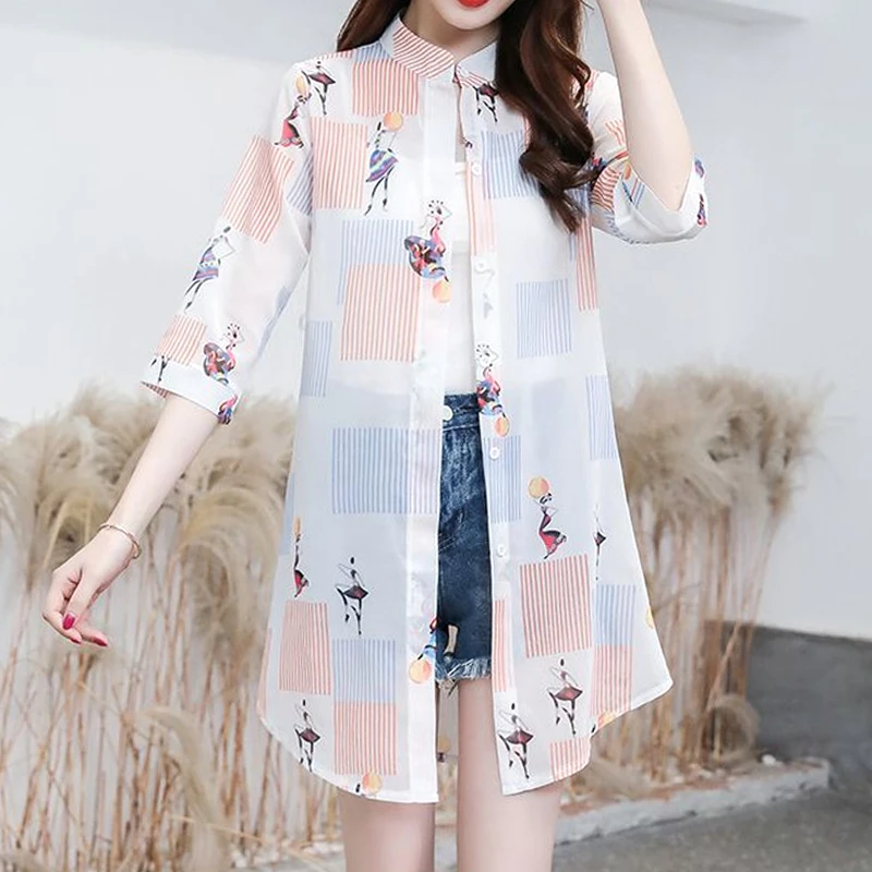 Printing Spring Summer Thin Turn-down Collar Blouses Comfortable Button Temperament Fashion Casual Office Lady Women's Clothing
Printing Spring Summer Thin Turn-down Collar Blouses Comfortable Button Temperament Fashion Casual Office Lady Women's Clothing