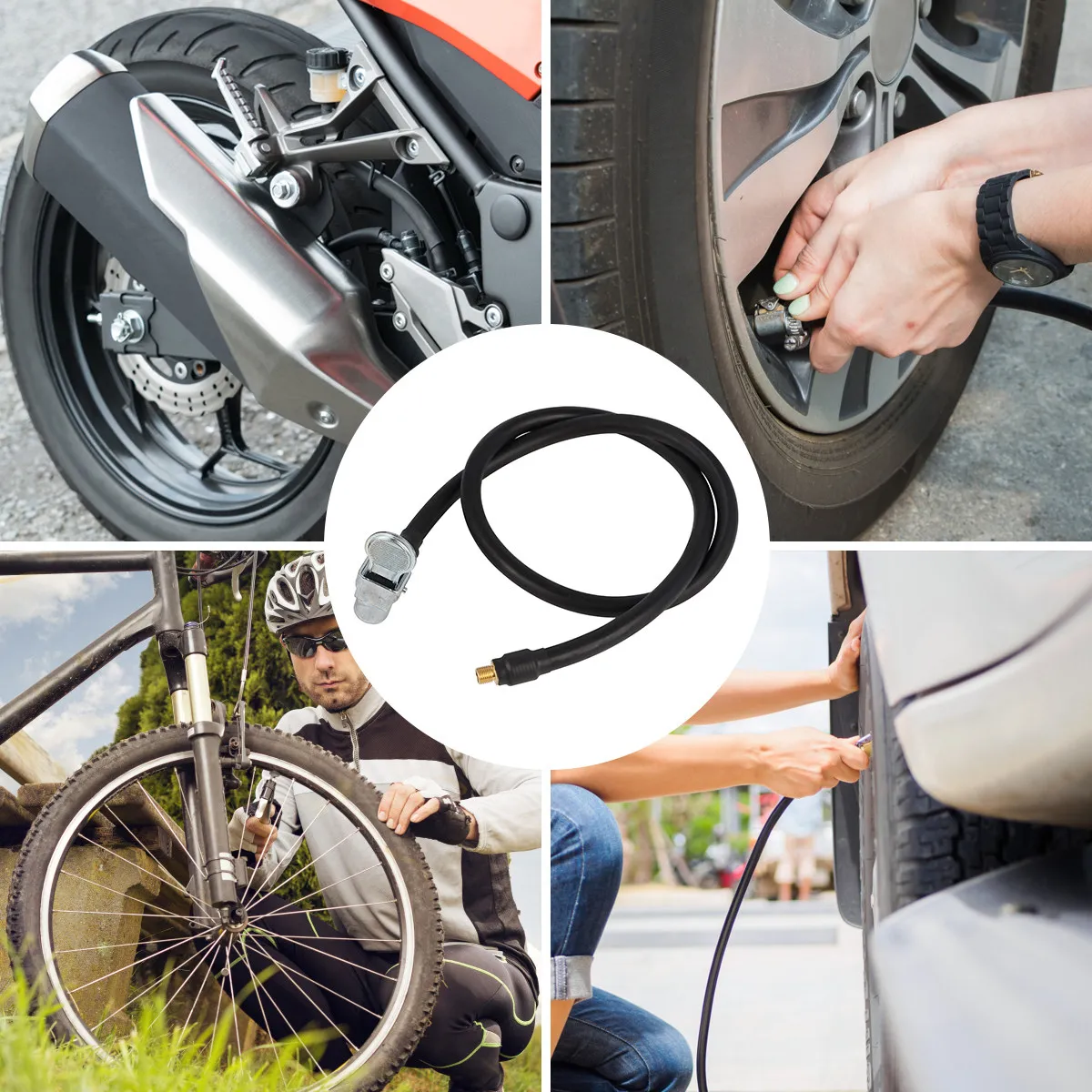 60Cm Air Pump Extension Tube Inflator Adapter for Bike Motorcycle Car Tire Air Hose Inflating Tool Compatible with Most
60Cm Air Pump Extension Tube Inflator Adapter for Bike Motorcycle Car Tire Air Hose Inflating Tool Compatible with Most